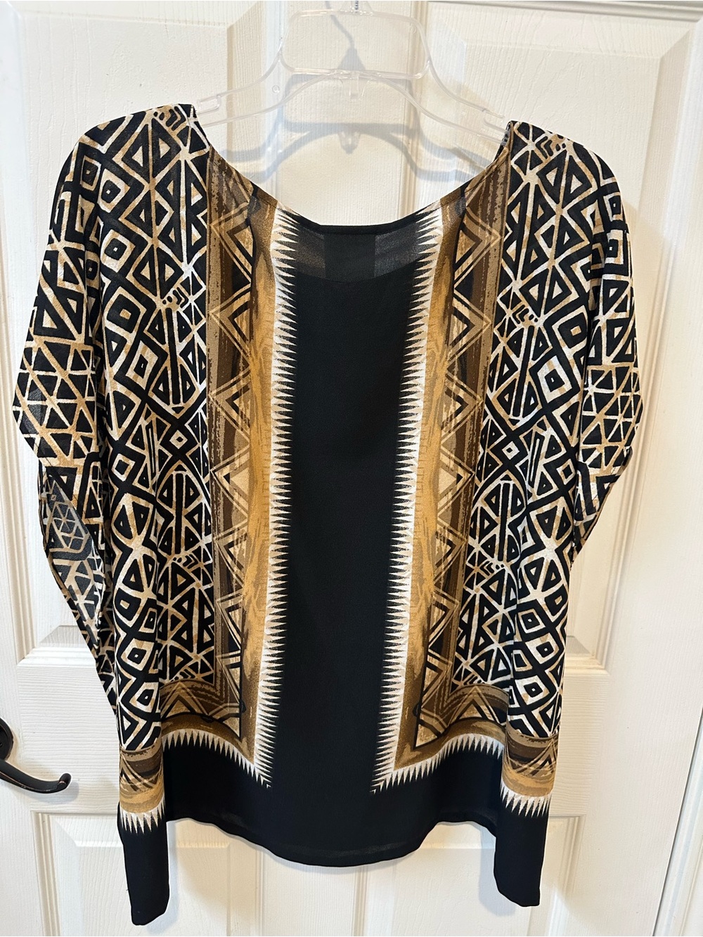Ruby Rd. Black & Gold Geometric Open Front Tunic - Picture 5 of 5